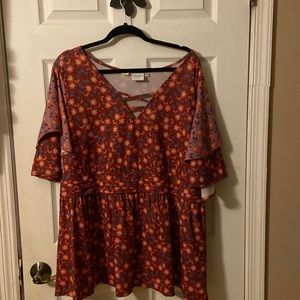 Plus Size Juan Rose Flora Blouse size 2X flowing sleeves
